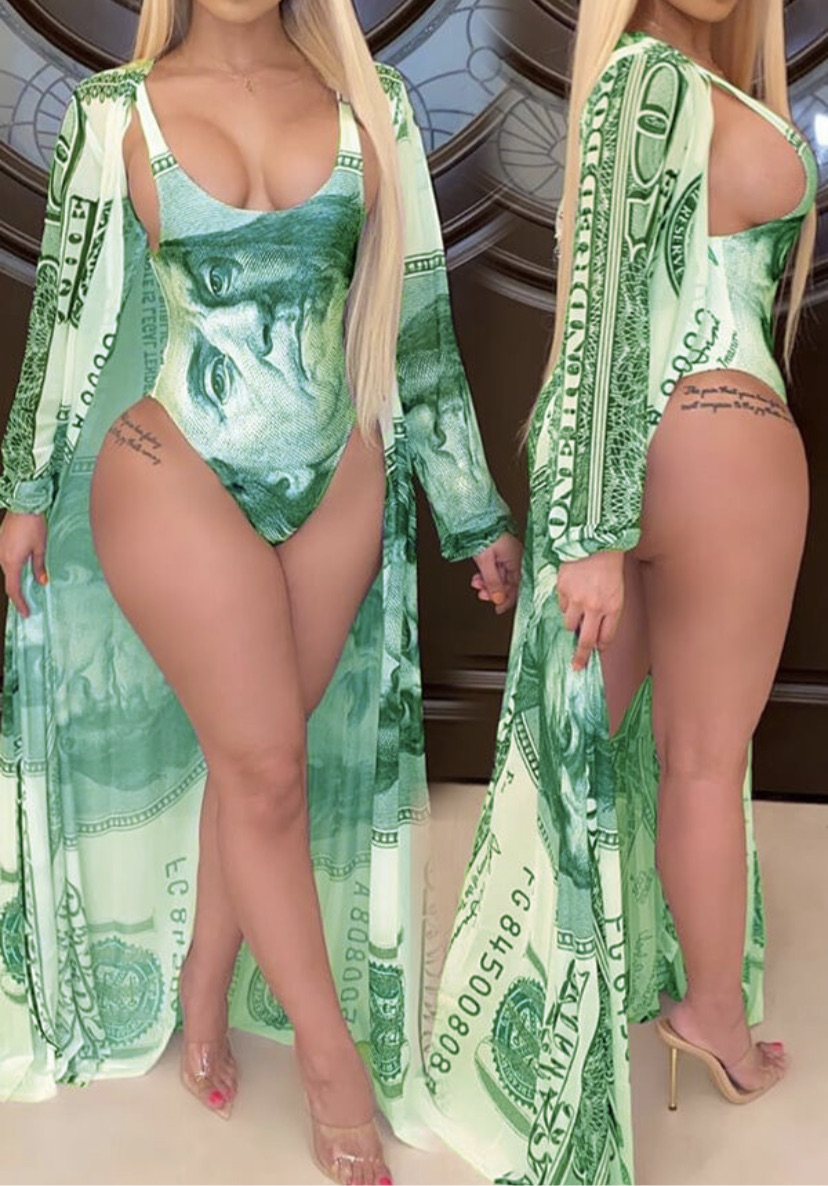 Money bag 2 piece bathing suit